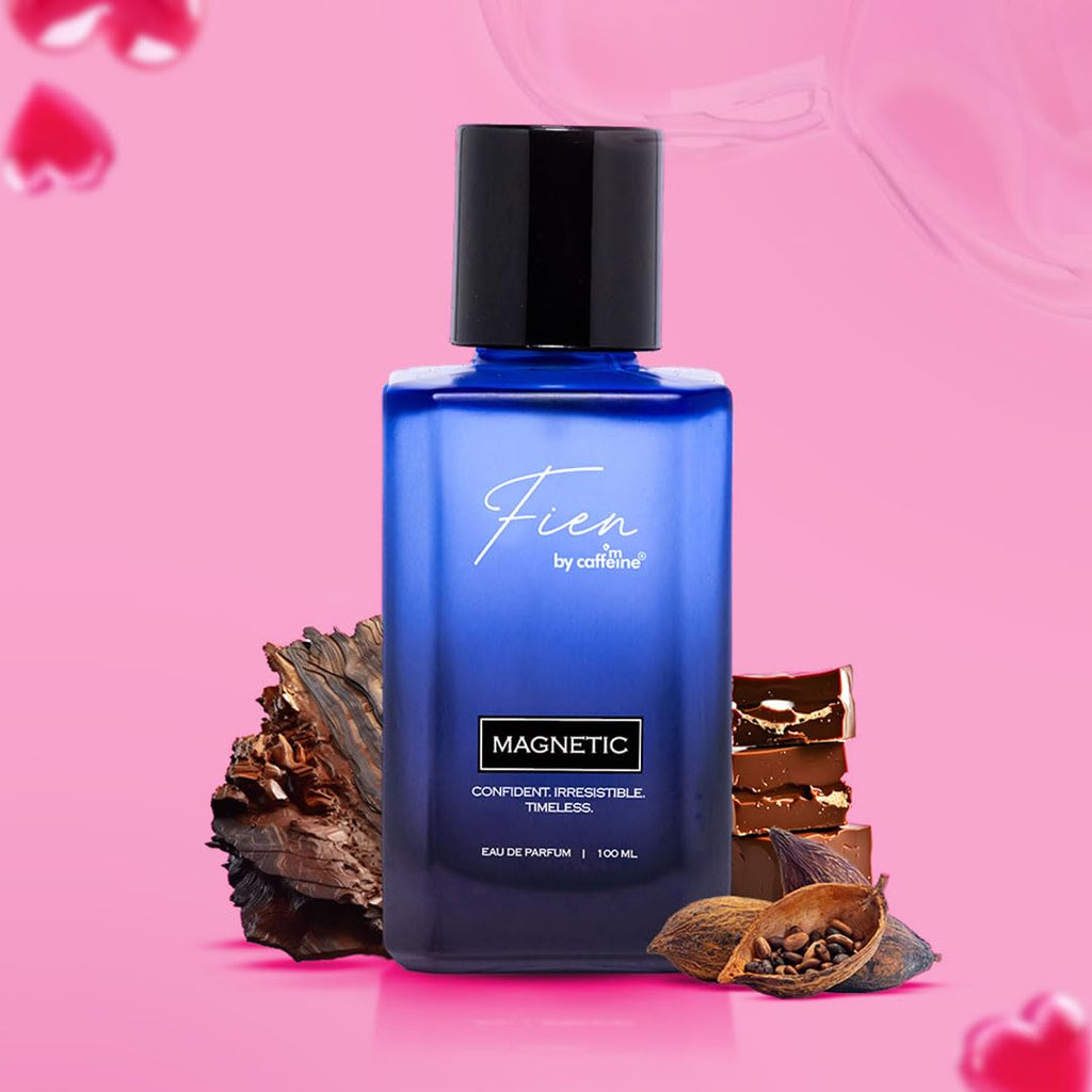 Fien Magnetic Perfume for Men | Aquatic Fragrance | 12 Hrs Long Lasting Eau De Parfum with Mandarin, Cocoa, Vanilla | Fien by mCaffeine Solid Perfume for Men | Long lasting Premium & Luxurious Perfume for Every Occasion - 100ml