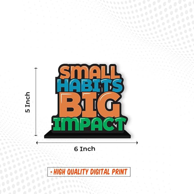 Art Vibes Wooden Idols and Figurine Small Habits Big Impact Positive Quotes Table Decor for Office Desk Showpiece