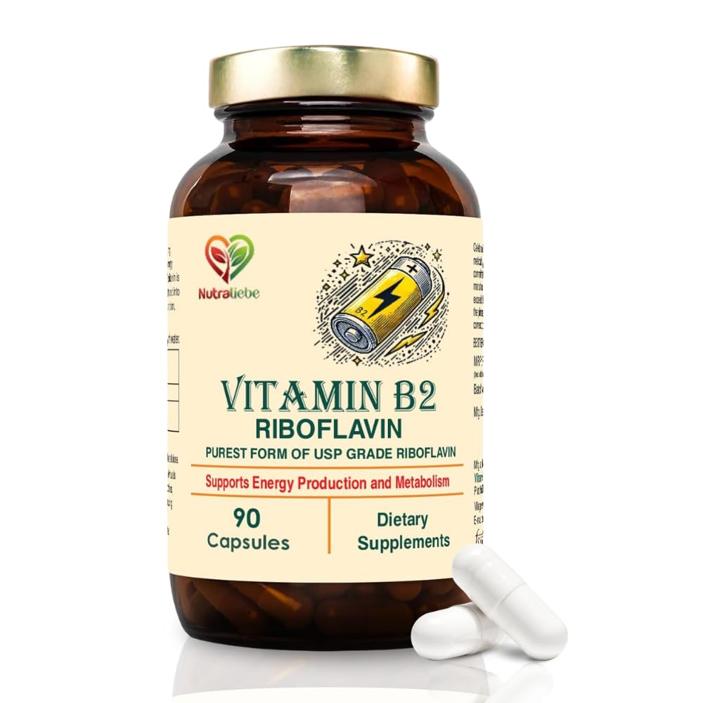 Nutraliebe Vitamin B2 Riboflavin - High Potency, Supports Energy Metabolism & Cellular Health, 90 Capsules