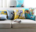 Aerohaven Set of 5 Nature-Inspired Bird Print Cushion Covers Cotton Linen Throw Pillow Covers