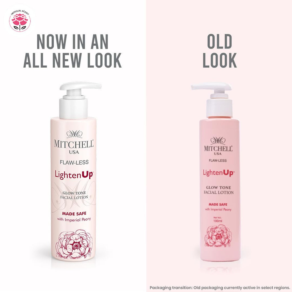 Mitchell USA Flawless Lighten Up Glow toner | hydrating face toner with imperial peony petal, alpha arbutin and vitamin E | Korean-inspired pore tightening and brightening toner for glowing skin | for women and men | 100 ml