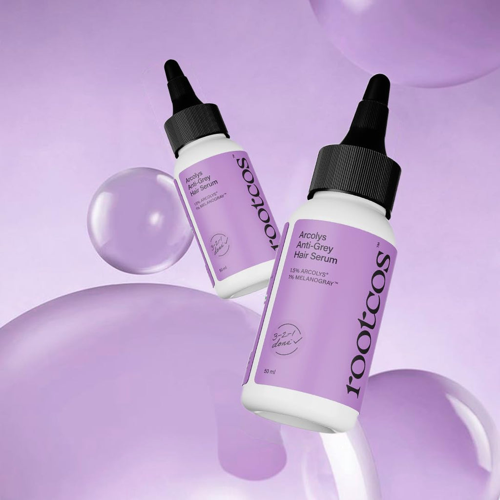 Rootcos ArcolysÂ® Anti grey hair serum with MelanograyTM | Reverses & limits hair greying | Toxin Free | Light-weight, Non-sticky & Odourless formula | For all hair types | 50 ml