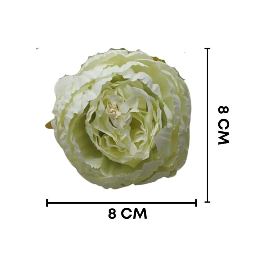 6 Pcs Artificial Fabric Rose Flower Heads Handmade Peony Style Flowers White