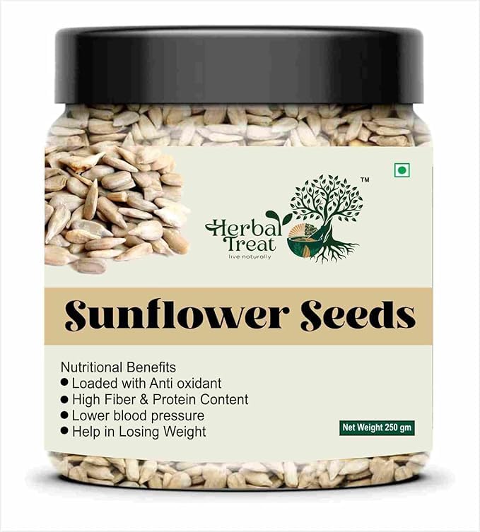 Herbal Treat Sunflower Seeds | Nutrient-Dense, Protein & Fiber Rich | Perfect for Snacking, Salads & Baking (250gram, Sunflower Seeds)