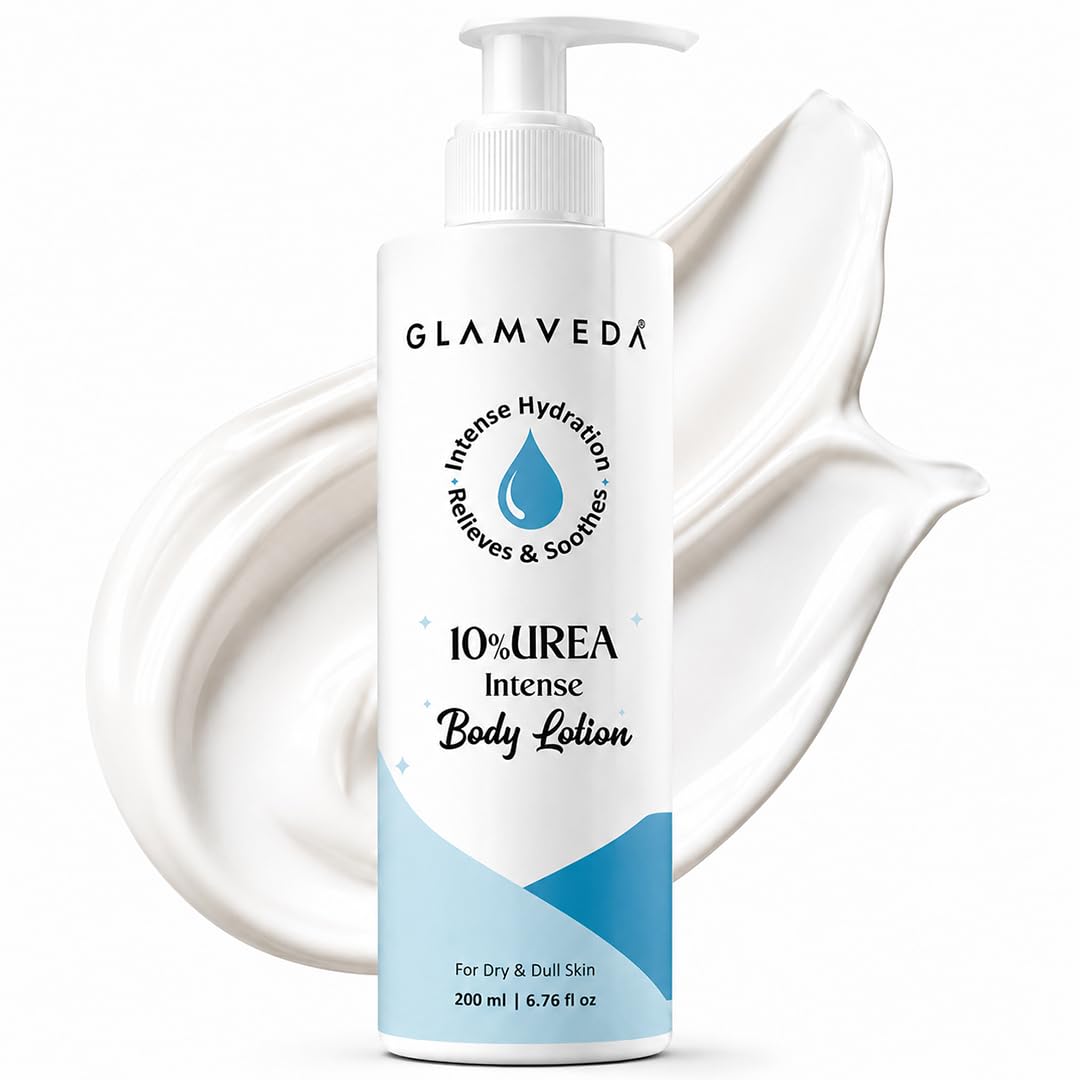 Glamveda 10% Urea Body Lotion for Very Dry & Rough Skin | Intense Moisturizer for Long-Lasting Hydration | Non-Greasy & Lightweight | Repairs & Softens Skin | 200ml