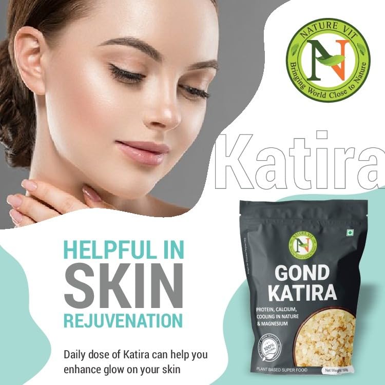 NatureVit Pure Gond Katira (Edible Almond Gum) | High Cooling Properties | Natural Tragacanth Gum Superfood | Calcium · Magnesium · Protein