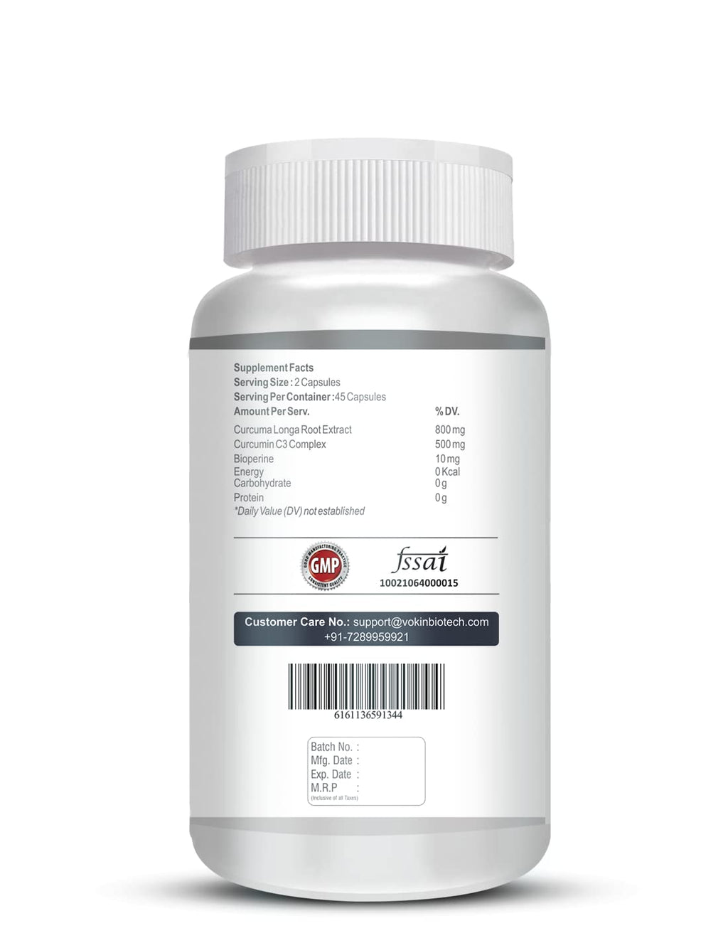 Vokin Biotech Curcumin C3+ Bioperine 1310mg Supports Mental Health (90 Capsules)