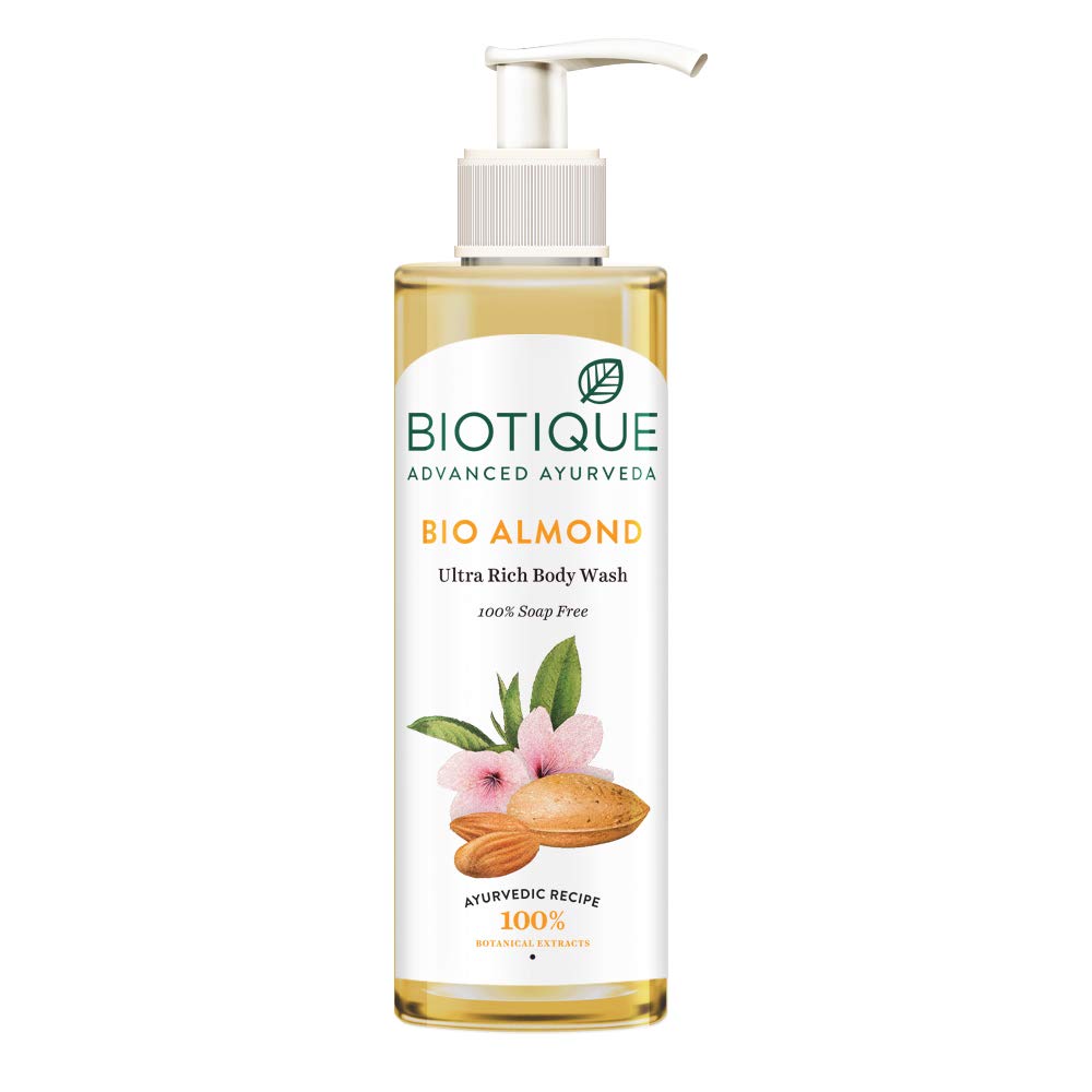 Biotique Almond Oil Ultra Rich Body Wash| Maintains Skinâ€™s Natural pH |100% Botanical Extracts| Soap-Free Body Wash Suitable for All Skin Types | 200mL