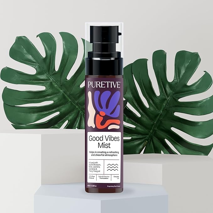 PURETIVE GOOD VIBES Plant Therapy Scent Mist | Body+Linen+Room | 100% Therapeutic Scent Mist with Essential Oil | Uplifts mood & Creates a Soothing Environment | 100ml