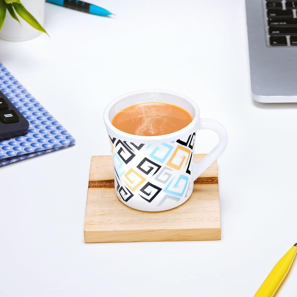 Larah by Borosil Crysta Series Ember Opalware Mug | Set of 6 Tea/coffee Mugs | 210 Ml Each