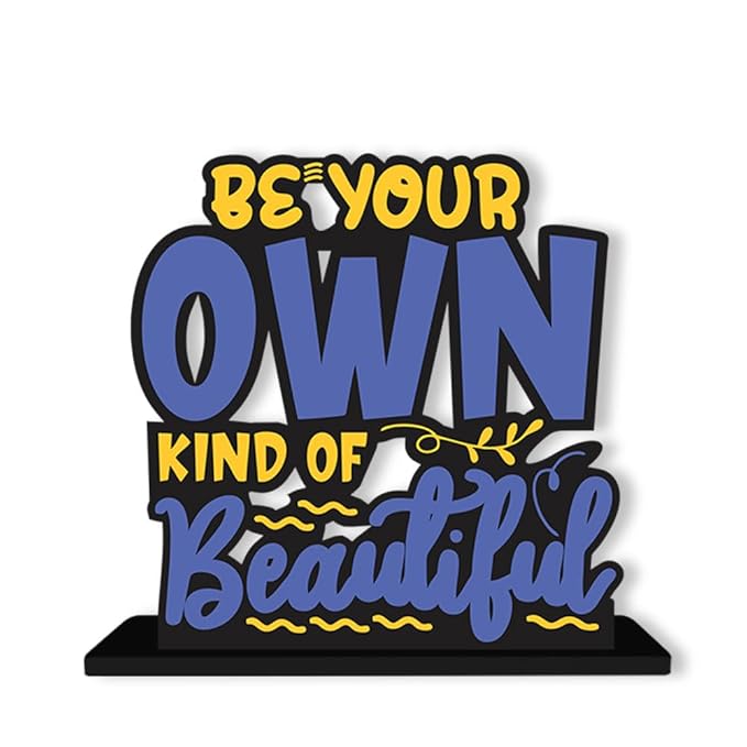 Artvibes Wooden Idols and Figurine Be Your Own Kind of Beautiful Quotes Table Decor for Office Desk Alphabet Showpiece