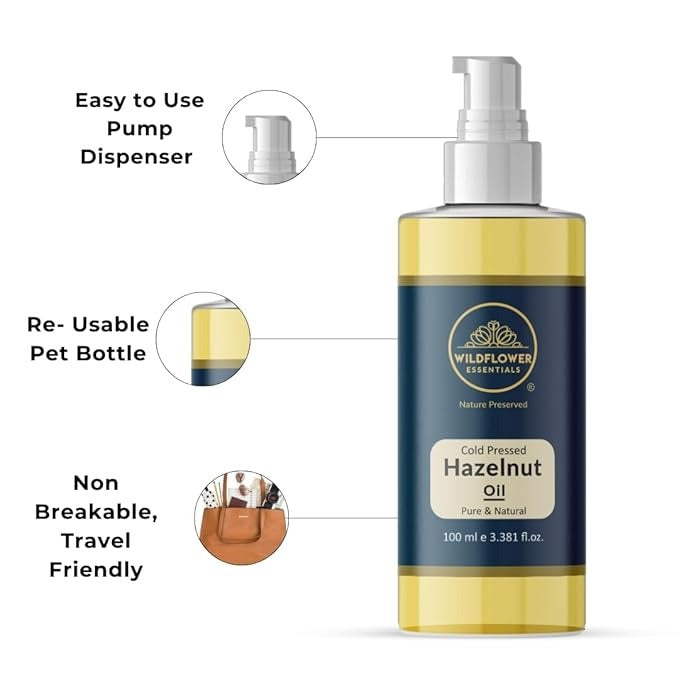 Wildflower Essentials Hazelnut Oil Cold Pressed Carrier Oil - 100 ml