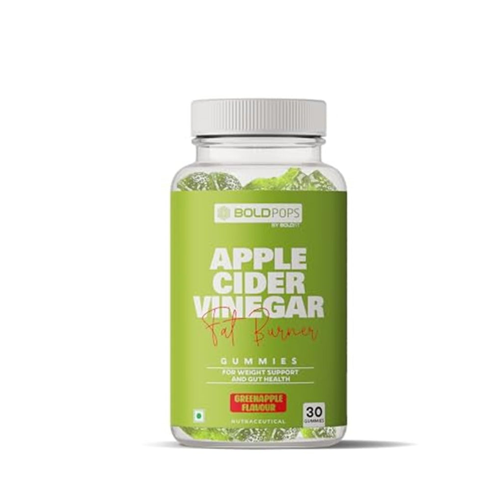 Boldfit Boldpops Apple Cider Vinegar Gummies with Mother and Vitamin B12 for Digestion Immunity Energy Support Green Apple Flavour Gluten Free 30 Gummies