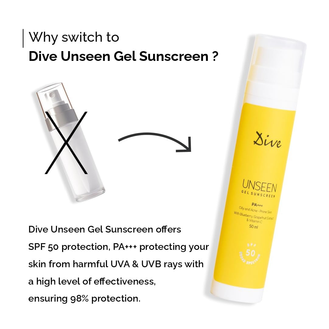 Dive Unseen Gel Sunscreen Spf 50 PA+++ - 50 ml