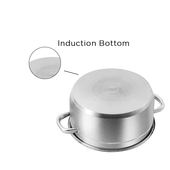 Vinod Bremen Stainless Steel Sauce Pot with Glass Lid - 1.5 Litre, 16 cm | 2.5mm Thick Base | Riveted Sturdy Handle