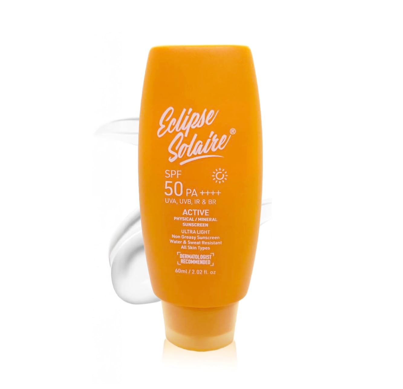 Eclipse Solaire Active Physical / Mineral Sunscreen SPF50 PA++++ | Clinically Tested | No White Cast | Broad Spectrum UVA/UVB & Blue Light Shield | Non-Greasy Sunscreen SPF 50 For All Skin Types â€“ 60ml.