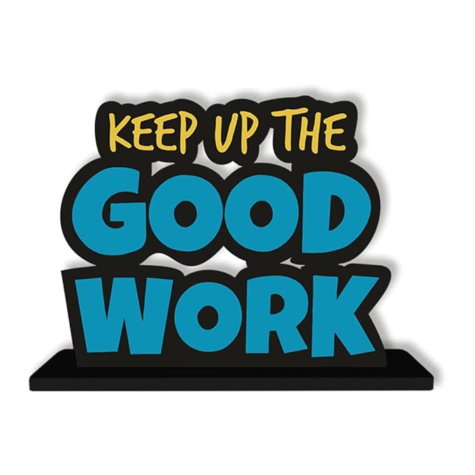 Artvibes Wooden Idols and Figurine Keep Up the Good Work Positive Quote Table Decoration for Office Desk | Home Decor Item