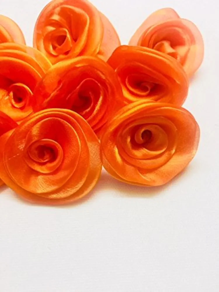 Satin Ribbon Rose Flower Applique