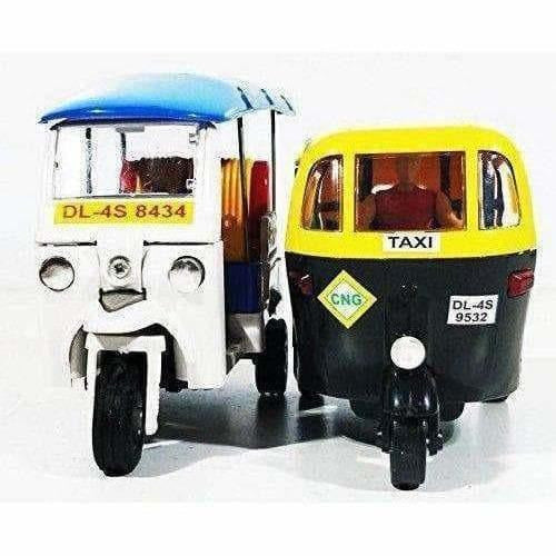 Indian Iconic Tuktuk-CNG Auto Rickshaw Toy (Blue & Green)- Pack Of 2