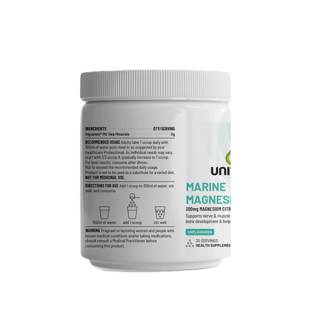 Unived Marine Magnesium, Paste Aquamin Magnesium Citrate 300Mg From Sea Water, Nerve Function, Muscle Health, Sleep And Recovery Support, 30 Servings