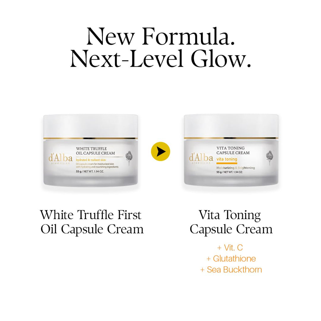 d'alba Piedmont Vita Toning capsule Cream, Deep Hydration Face Moisturizer, Glass Skin with Vita-Cera Oil Capsules, Deep Hydration Face Moisturizer, 55g