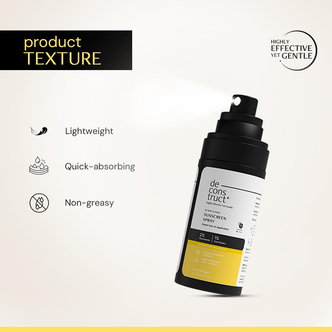 Deconstruct Sunscreen Spray SPF 50 PA++++ | With Niacinamide & Cica Extract | No Rub Formula | Lightweight Broad Spectrum Protection | Quick Absorbing, Non-Sticky, Water Resistant| For Men & Women |50ml