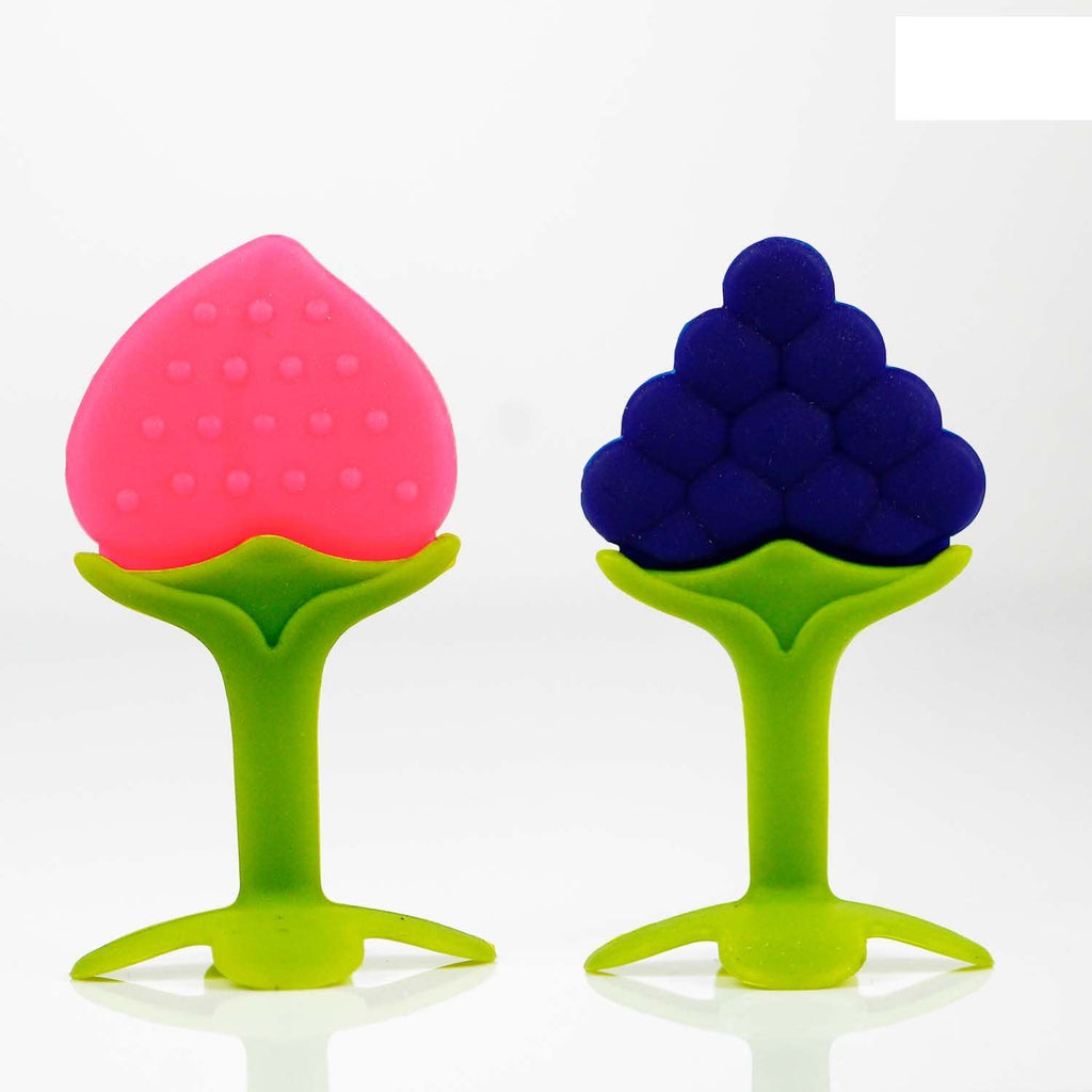 Chanak Baby Silicone Teether Fruit Teether for Toddlers Blue & Pink