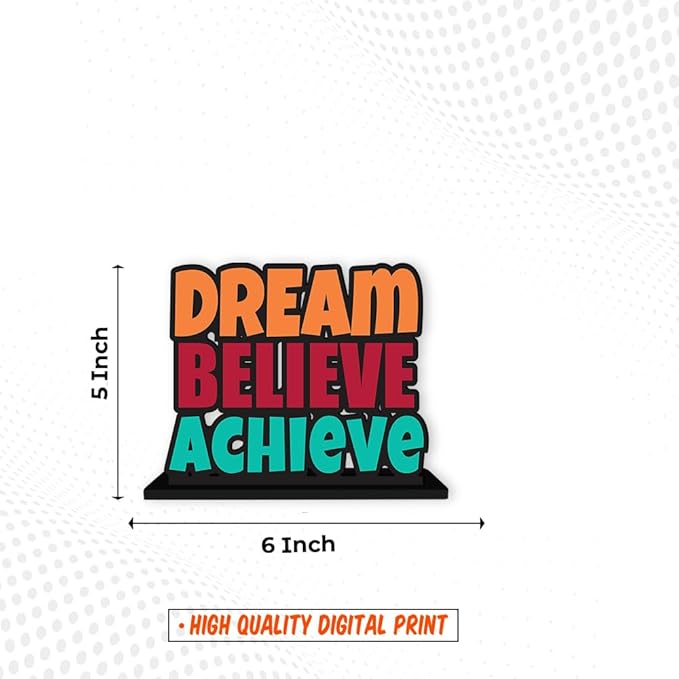 Artvibes Wooden Idols and Figurine Dream Believe Achieve Quote Table Decoration for Office Desk | Home Decor | Living Room