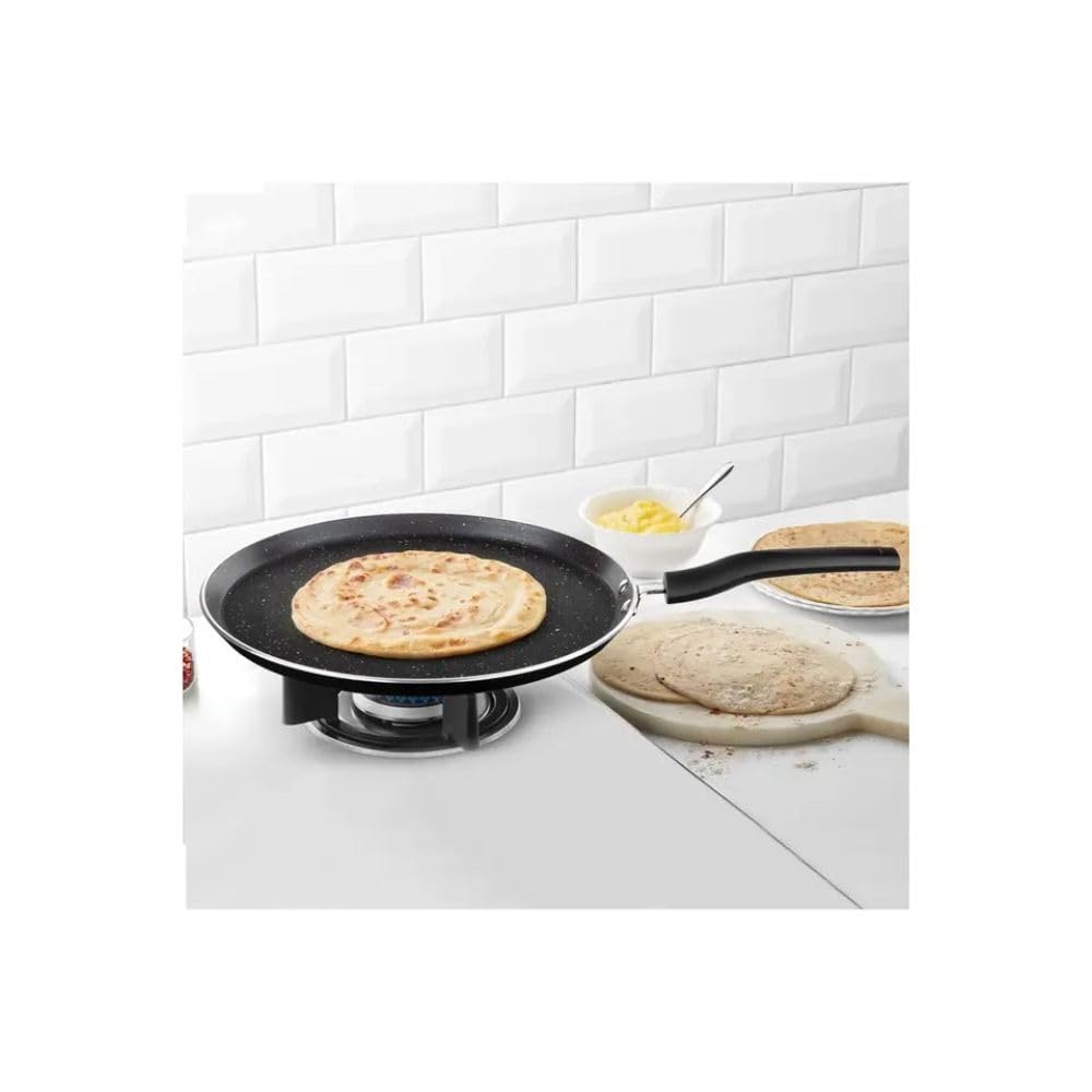 Borosil Granito Non-stick Concave Tawa | Induction Friendly | Granite Finish | Pfoa-free | 28 Cm Diameter | Black