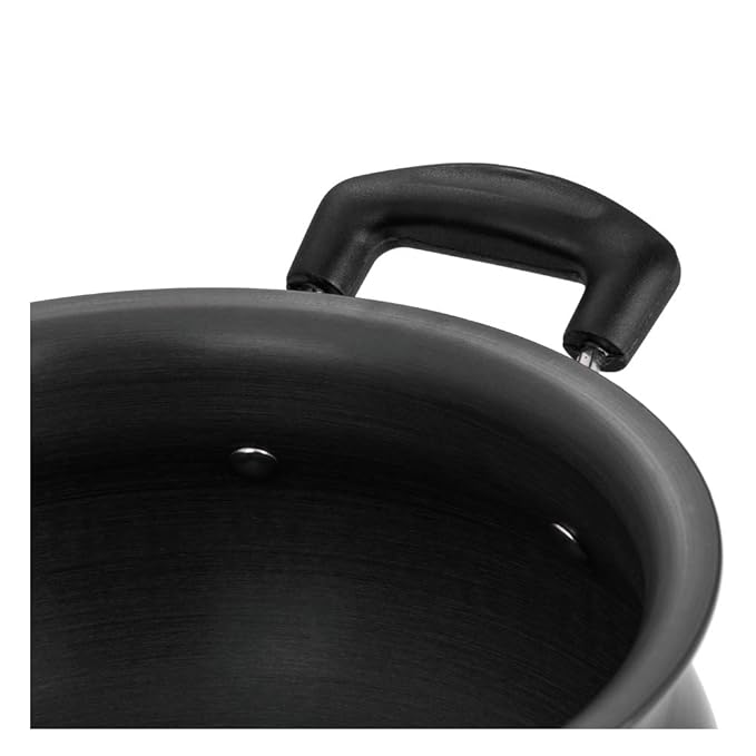 Vinod Black Pearl Hard Anodised Non Stick Handi with Lid - 3 Litre, Junior | 3.25mm Thickness | Biryani Pot