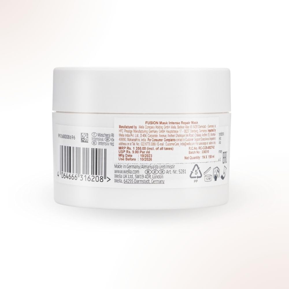 Wella Professionals Fusion Intense Repair Hair Mask for Damaged Hair | 150 ml | Dry Damaged Hair Treatment | With Silk Amino Acids | To Strengthen Hair against Breakage