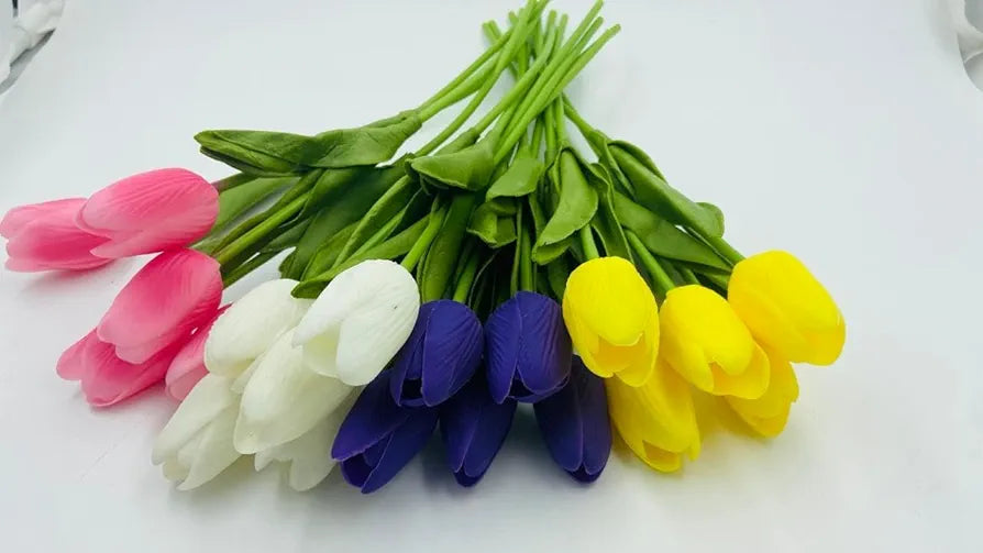 5 Pcs Artificial Tulip Lily Flowers for Vase Home Daisy Yellow Fabric Vase Not Included