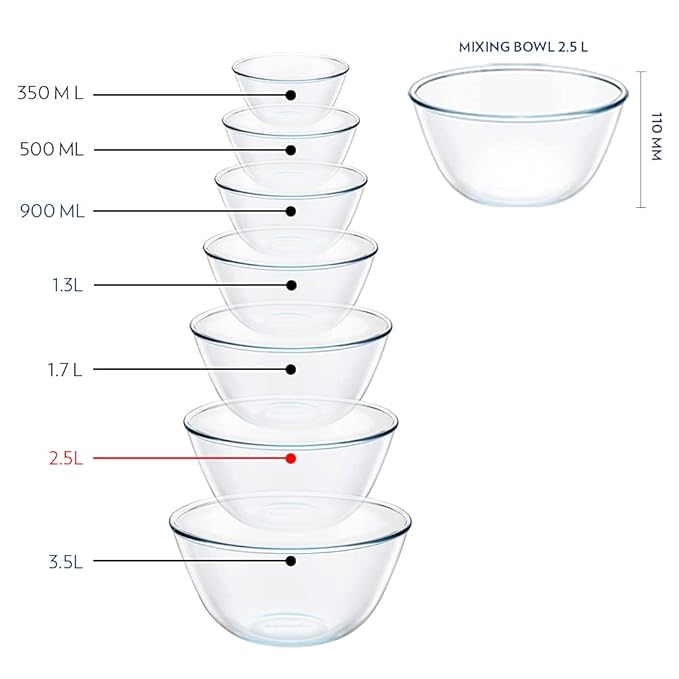 Borosil 2.5 L Serving & Mixing Borosilicate Glass Bowl | Multipurpose Round Bowl for Kitchen & Dinning