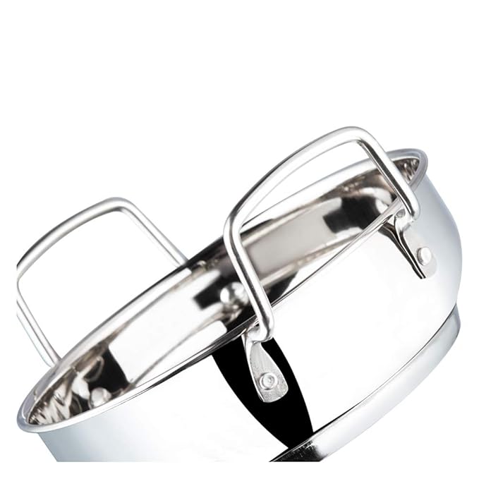 Vinod Stainless Steel Kadhai with Glass Lid - 1.4 Litre, 18cm | Extra Thick, SAS Heavy Bottom | Kadai for Cooking