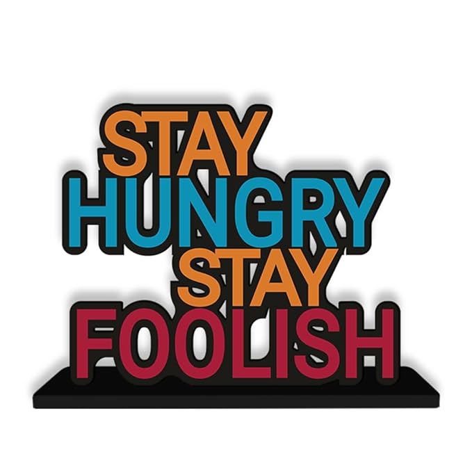 Artvibes Wooden Idols and Figurine Stay Hungry Stay Foolish Inspirational Quotes Table Decor for Office Desk