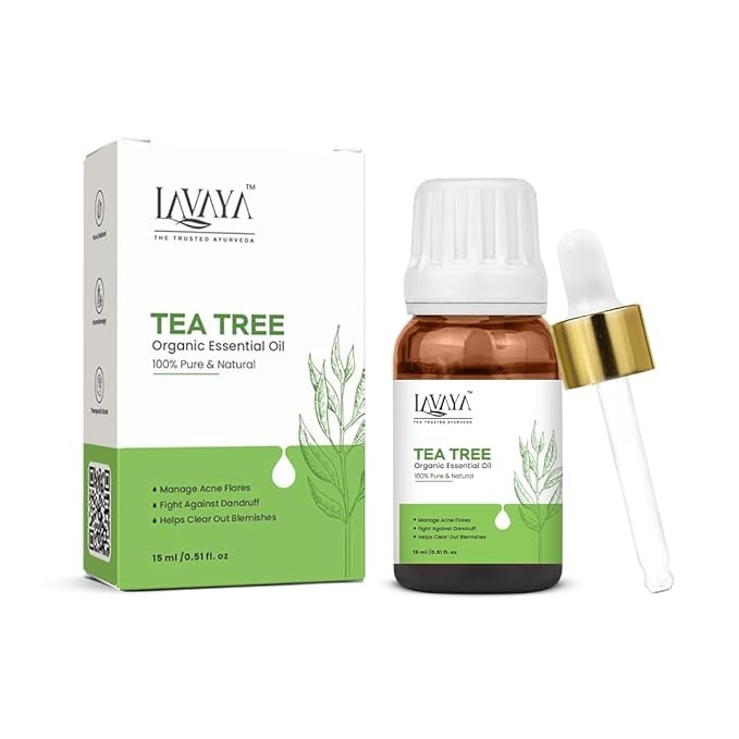 Lavaya Tea Tree Essential Oil Undiluted For Acne Treatment Glowing Skin - 15 ml
