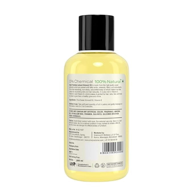Shat Pratishat Pure Sweet Almond Oil Cold-Pressed - 200 ml