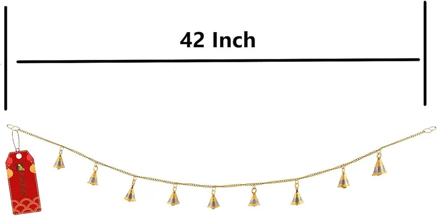 Uapan Brass Door Hanging Bell with Brass Chain for Bandarwal Temple Decoration 3.5 Feet Long Chain