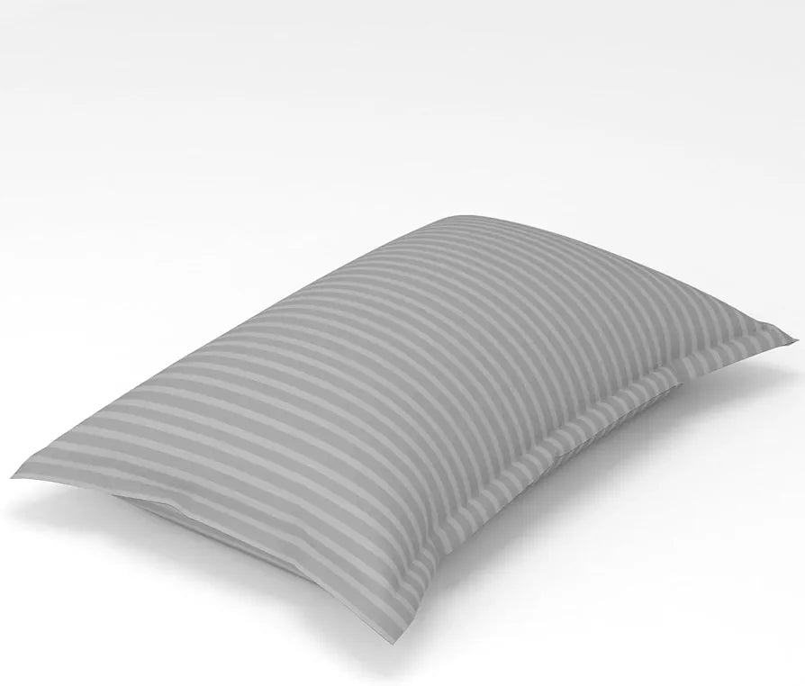 Homefab India 160 TC Stripe Glace Cotton Single BedSheet with 1 Pillow Cover Silver