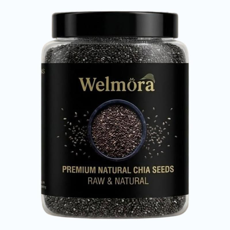 WELMORA Premium Raw Chia Seeds – (Weight-100gm) 100% Natural & Organic Superfood | High in Omega-3, Fiber & Protein | Best for Weight Management, Smoothies & Breakfast Pudding