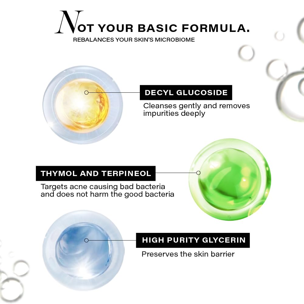 Novology Acne Deep Clearing Cleanser with Thymol+Terpineol| Face Wash for Acne,Whiteheads,Blackheads| Gentle, Non-Drying Formula, Suitable for Sensitive skin| 150g