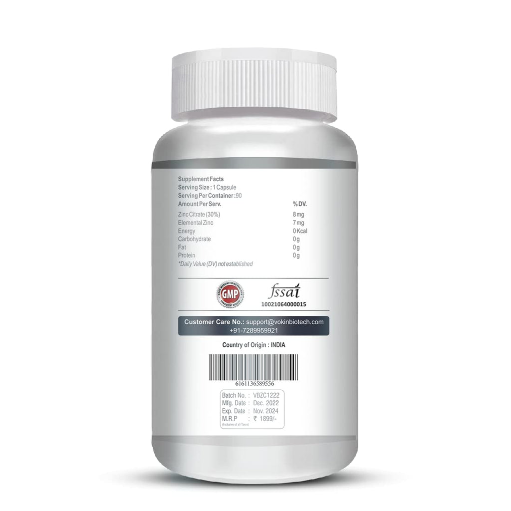 Vokin Biotech Zinc Citrate Supports Healthy Immune system (90 Capsules)