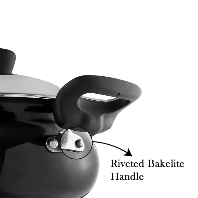 Vinod Hanos Hard Anodised Non Stick Handi with Lid - 3 Litre Junior | 3.25mm Thick | 5X Long Lasting