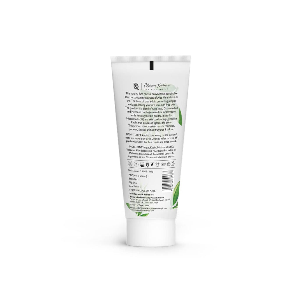 Aroma Magic Neem & Tea Tree Face Pack- 5% Niacinamide, Lemon Extracts & Essential Oils of Lavender | Prevents Acne/Pimple, Black heads, Tightens Pores | For Oily/Acne Prone Skin, 100g (Pack of 1)