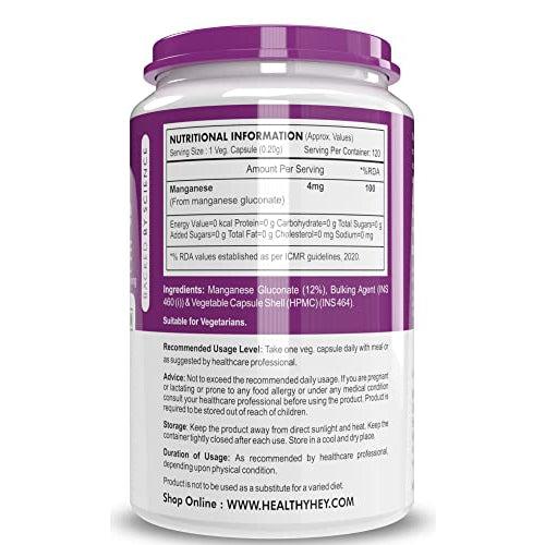 HealthyHey Manganese Gluconate - 120 Capsules