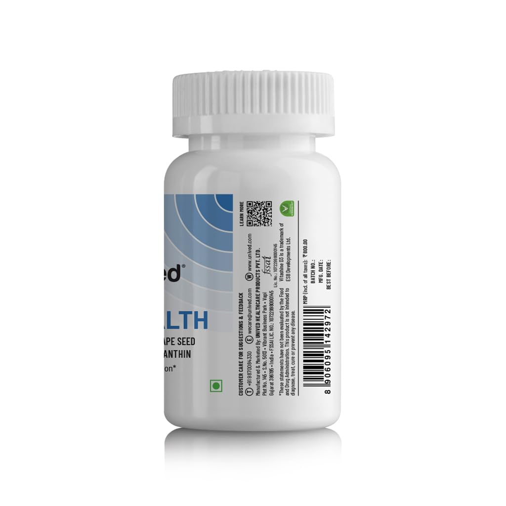 Unived Eye Health | Lute-genÂ® & Zea-GenÂ® (Lutein : Zeaxantin), Grape Seed Extract, Vegan Vitamins D3, B12, A, and Zinc | for Macular Degeneration, Blue Light, Dry Eyes, Vision Support | 60 Caps