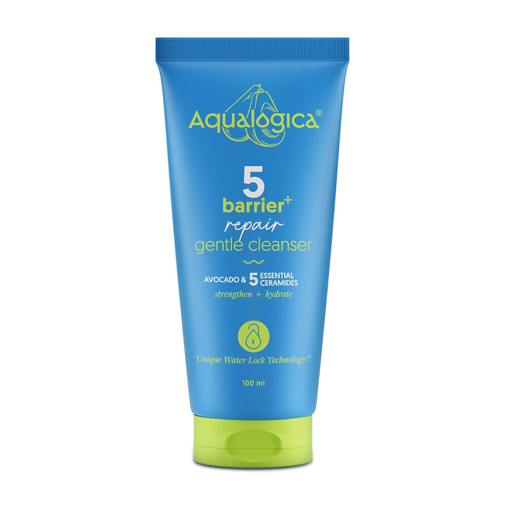 Aqualogica 5 Barrier+Repair Gentle Face Cleanser With Avocado&5 Essential Ceramides-100Ml| Dry To Normal,Sensitive Skin|Strengthens Skin Barrier|Non-Oil Stripping|Gently Cleanses&Hydrates|Men&Women