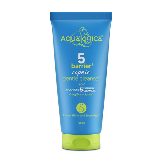 Aqualogica 5 Barrier+Repair Gentle Face Cleanser With Avocado&5 Essential Ceramides-100Ml| Dry To Normal,Sensitive Skin|Strengthens Skin Barrier|Non-Oil Stripping|Gently Cleanses&Hydrates|Men&Women
