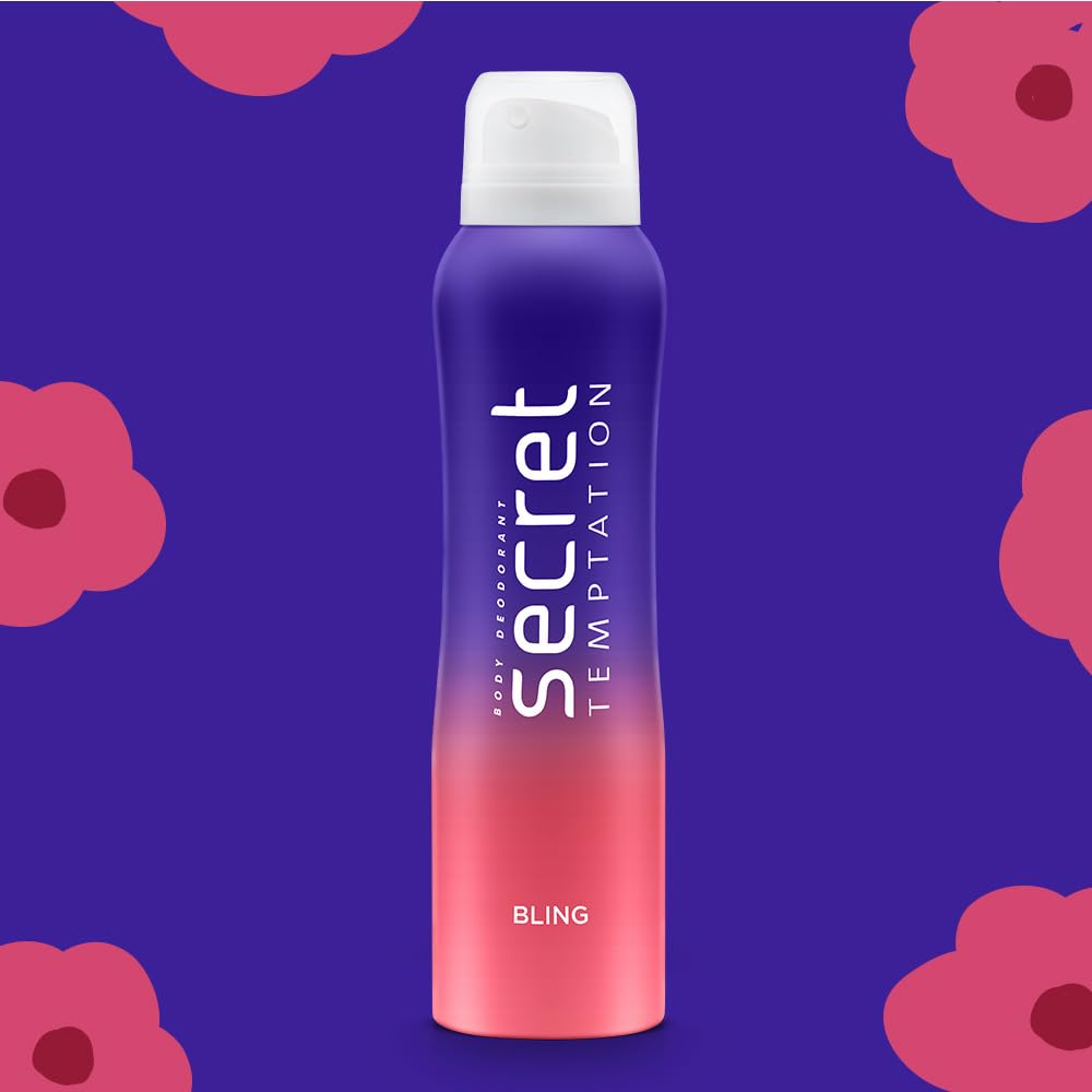 Secret Temptation Bling Deodorant for Women 150ml | Spicy-Sweet Gourmand Fragrance | Black Currant & Vanilla | Long-Lasting Freshness | Ideal Womenâ€™s Party Deo