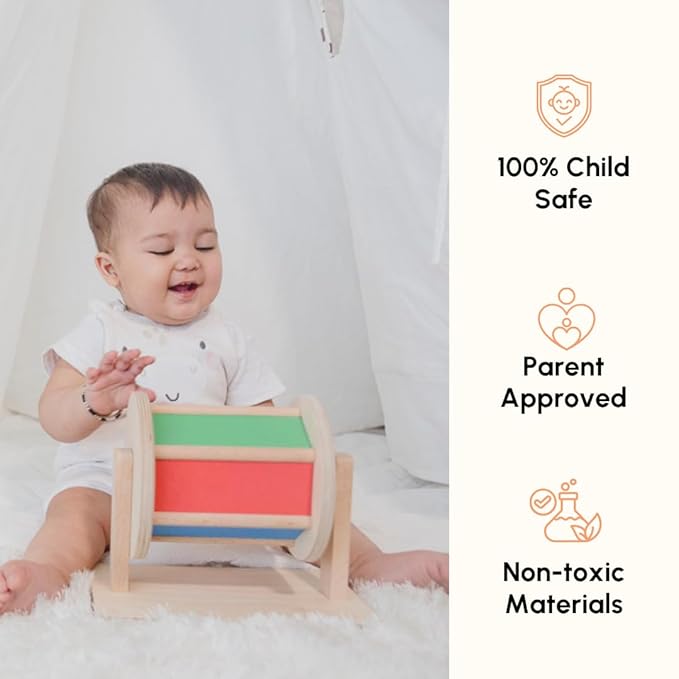Curious Cub Montessori Spinning Drum Toy for Babies | Develops Fine Motor Skills | Educational Toy for Early Development